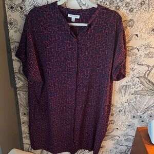 Prologue Navy and Red Patterned shirt Dress